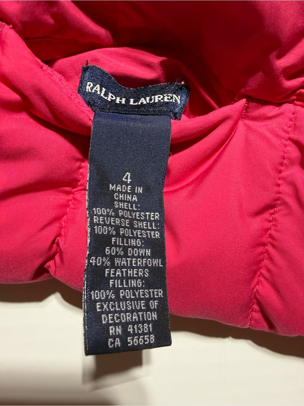 Ralph Lauren Girls Reversible Down Puffer Vest 4 Hot Pink Orange - Picture 4 of 5